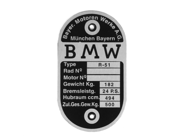 ID plate BMW R51