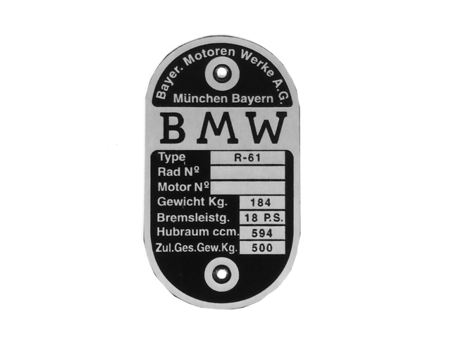 ID plate BMW R61