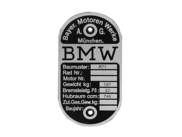 ID plate BMW R71